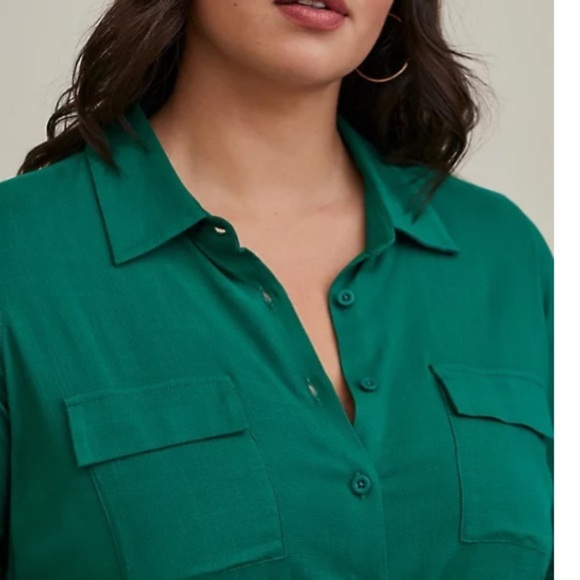 TORRID NWT MIDI RAYON SLUB BELTED SHIRTDRESS - Picture 4 of 6